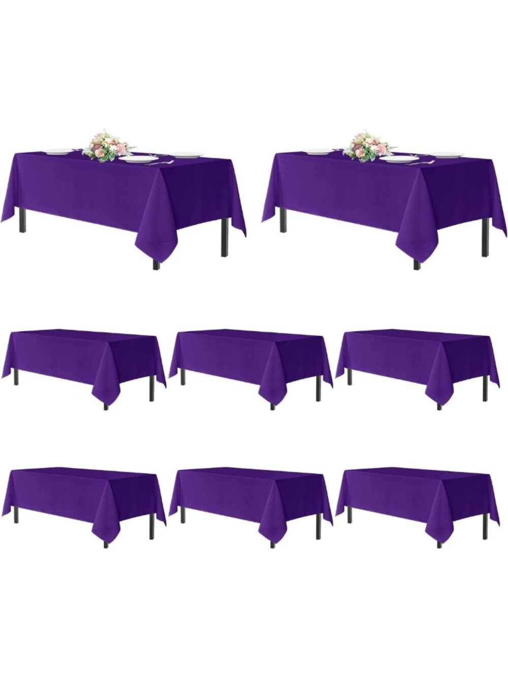 Purple Rectangle Tablecloths - 8 Pack for 8 Foot Tables, Party & Event Decor
